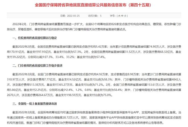 国家医保局：多地化疗透析等门诊费可跨省直接结算(图1)